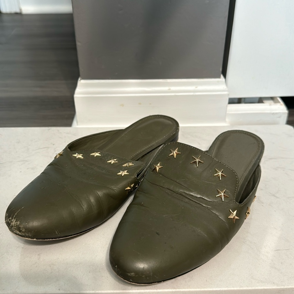 Michael Kors Olive Green Flat Mules Size 6